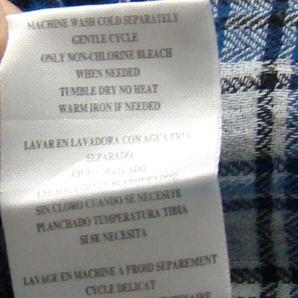 Kut from the Kloth Blue & White Plaid Long Sleeve Snap Front Shirt Size Medium - Picture 10 of 11